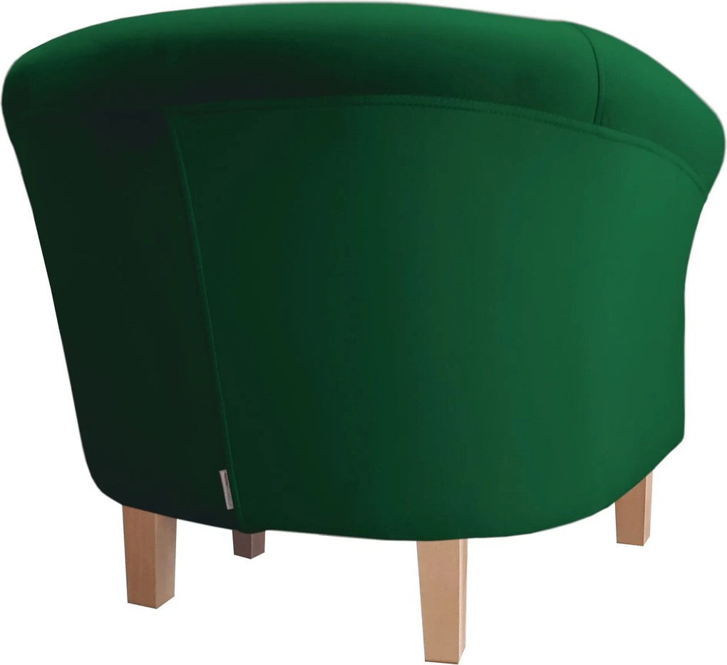Fotel Milo tkanina Welur wygodny fotel tapicerowany do salonu i sypialni : Kolor nogi - Drewno, Kolor tkaniny - VELVET - MG25, Wysokość nogi - 15 cm