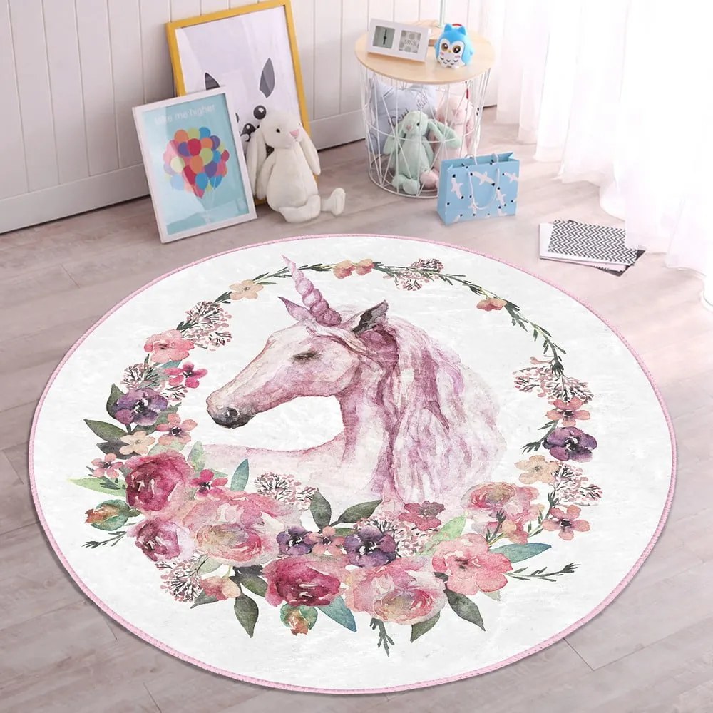 Różowy dywan dziecięcy ø 100 cm Comfort – Mila Home