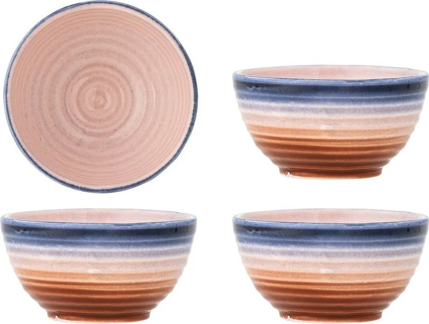 Niebieskio-pomarańczowe ceramiczne miski zestaw 4 szt. 110 ml Tatum – Bloomingville