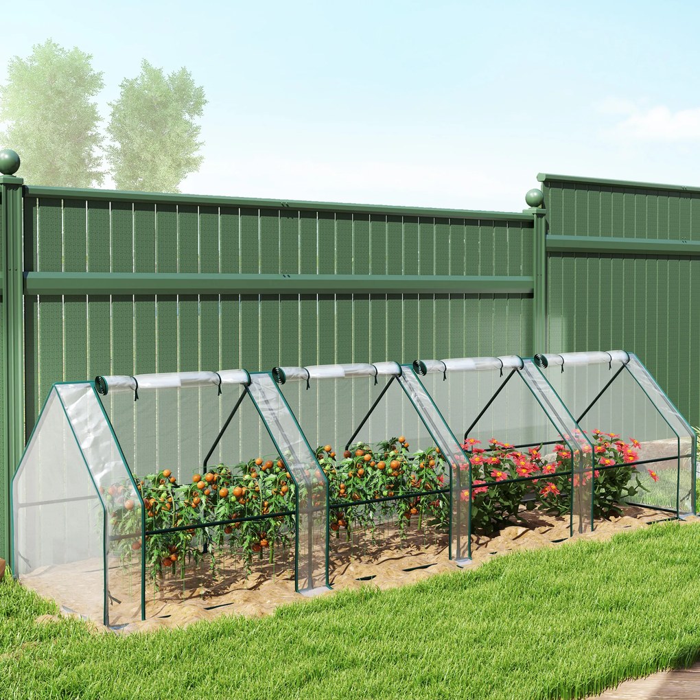 Outsunny Szklarnia z drzwiami na zamek błyskawiczny, mrozoodporna foliowa szklarnia ze stali 360 x 90 x 90 cm Przezroczysta | Aosom PL