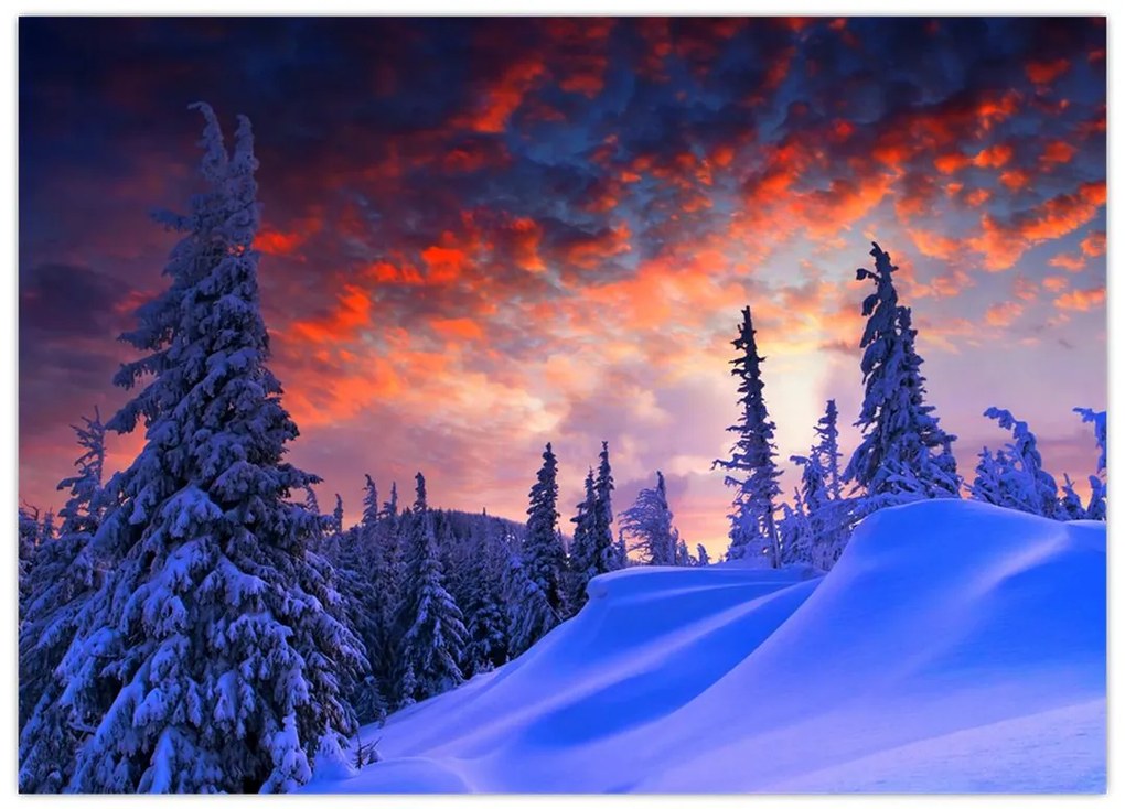 Obraz na szkle - Zimowy zmierzch (70x50 cm)