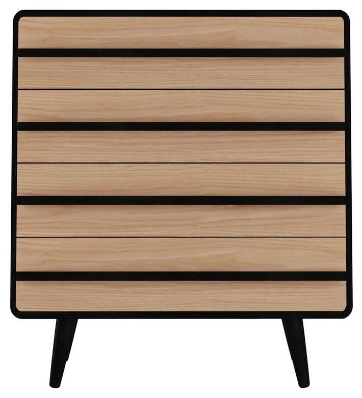 Czarna wysoka komoda w dekorze dębu 80x88 cm Chantal – Støraa