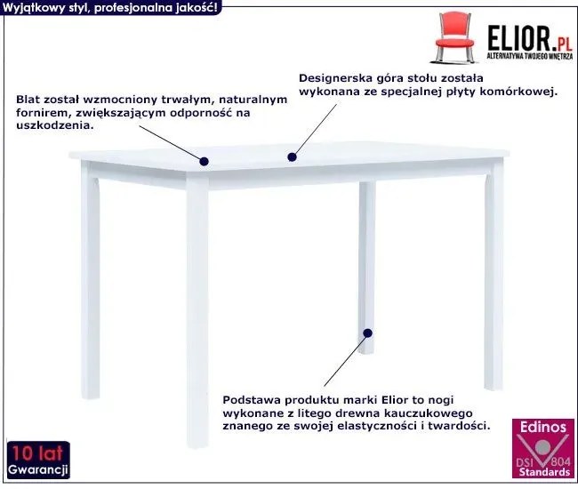 Biały stół z drewna kauczukowego D2-K17