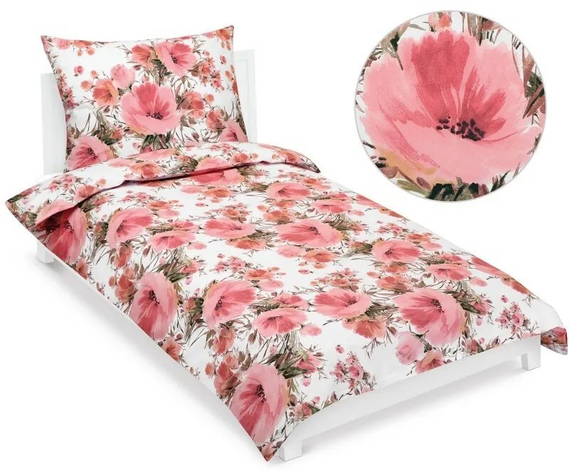 Bellatex Pościel bawełniana Hibiskus różowy, 140 x 200 cm, 70 x 90 cm