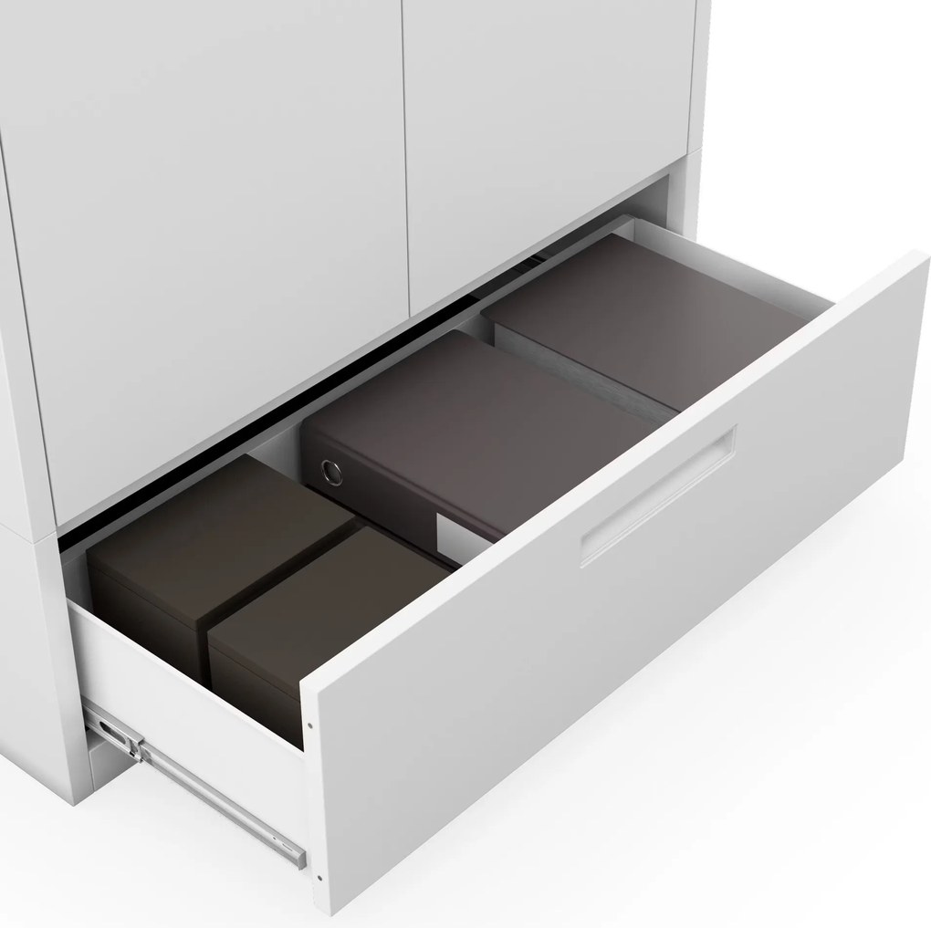 Szafa modułowa metalowa wielofunkcyjna z szufladą biała MEGAN 1850 x 900 x 400 mm