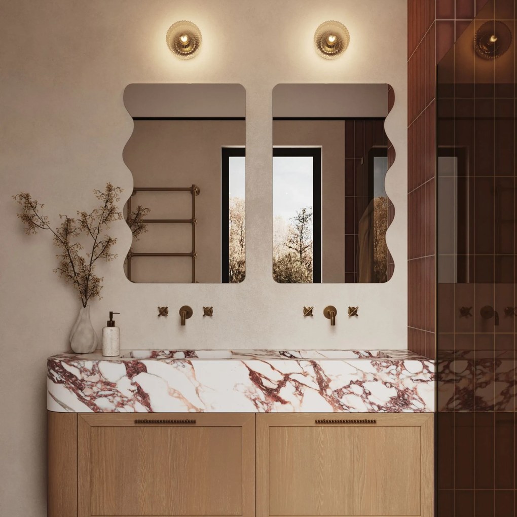 Lustro dekoracyjne oszlifowane bez podświetlenia WAVE | Różne rozmiary | Różne kolory : Kolor tafli szkła - Srebrny, Rozmiar - 60 x 120 cm