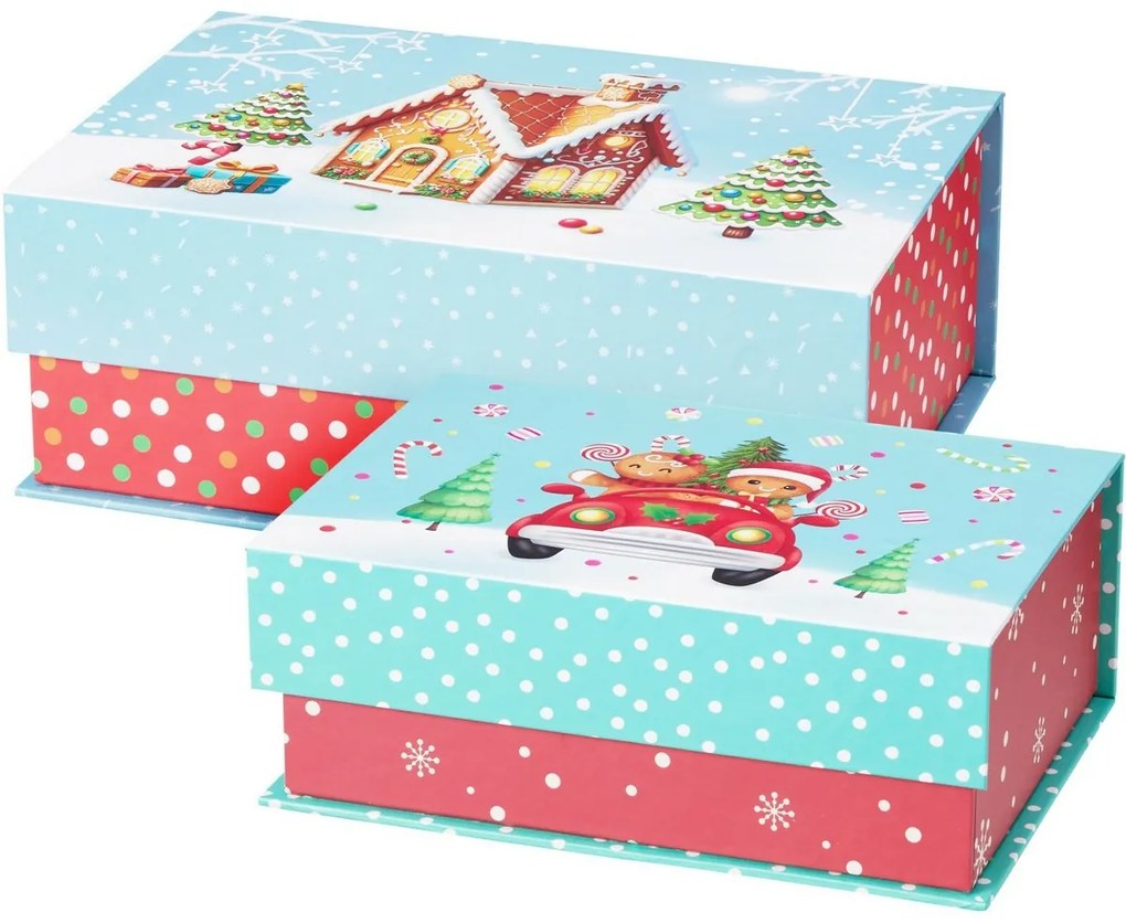 Zestaw 2 pudełek świątecznych Cookieman kropki