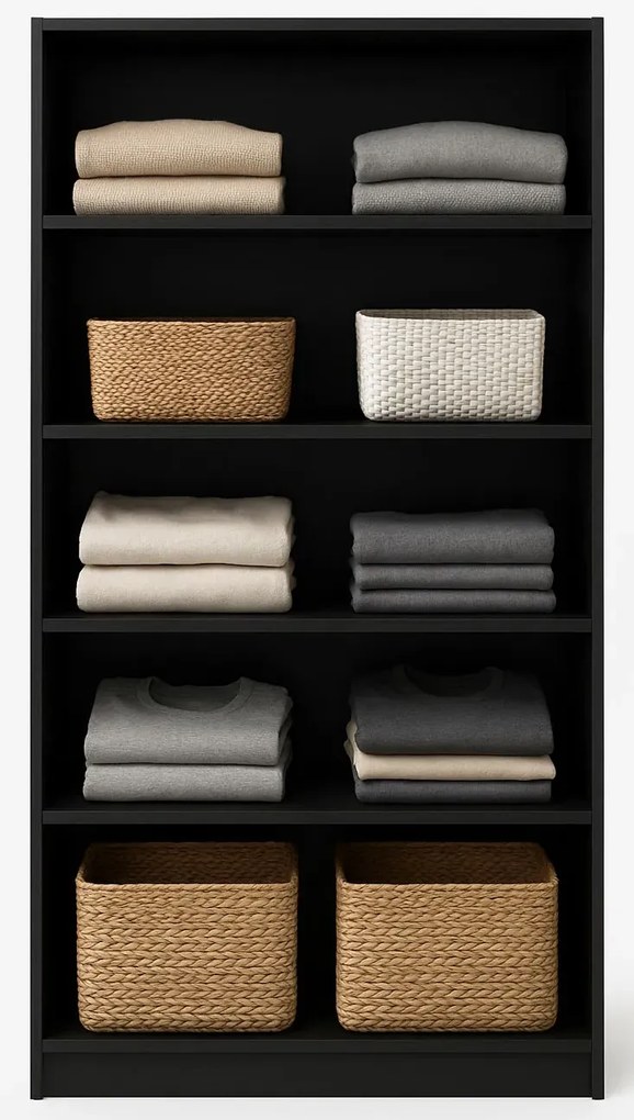 Czarny regał na ubrania z 5 półkami T2-S78