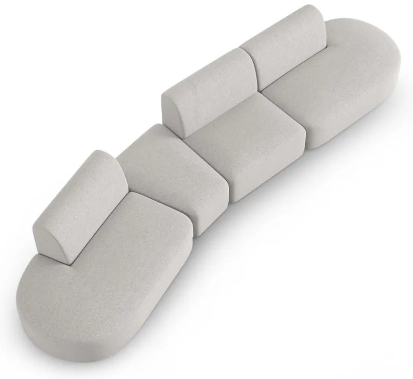 Jasnoszara sofa z tkaniny szenilowej lewostronna 428 cm Paolo – Milo Casa