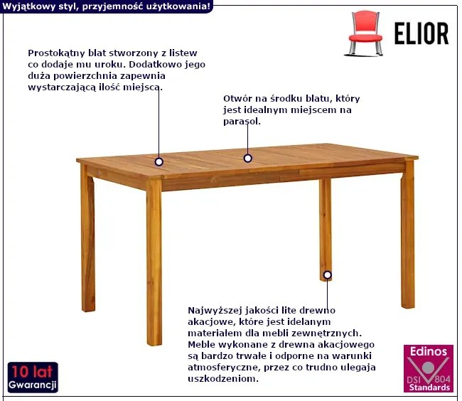 Prostokątny stół z drewna akacjowego B4-T93