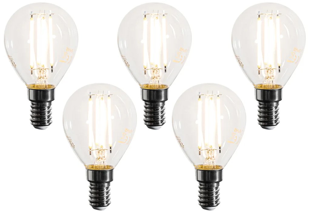 Zestaw 5 ściemnialnych żarówek LED E14 z żarnikiem G45 przezroczystych 4W 470LM 2700K