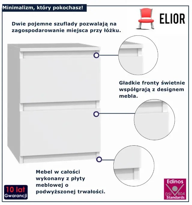 Komplet 2 białych szafek nocnych E3-M58