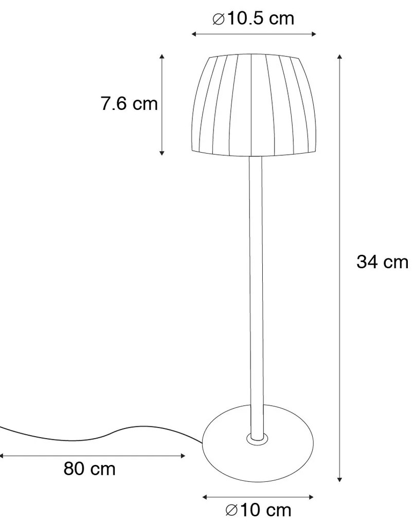 Lampa stołowa szara 3-stopniowa ściemniana w Kelwinach ładowana akumulatorowo - Dolce Nowoczesny Oswietlenie wewnetrzne
