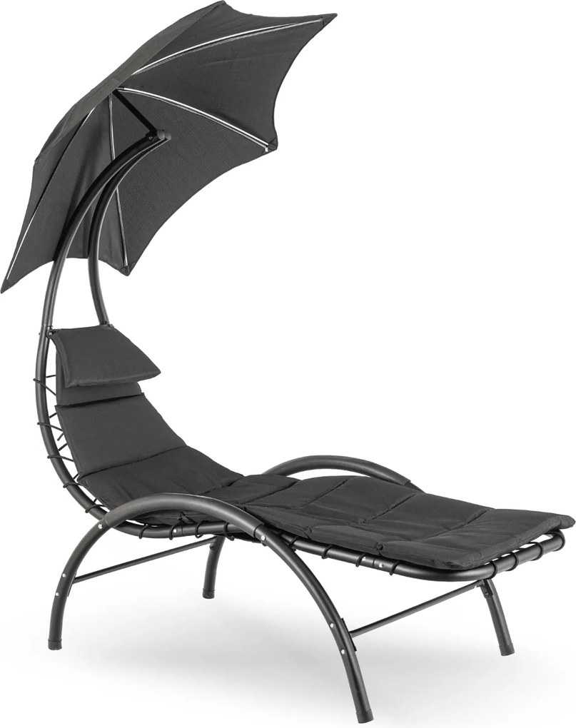 Leżak Ogrodowy z Parasolem CARPA Czarny