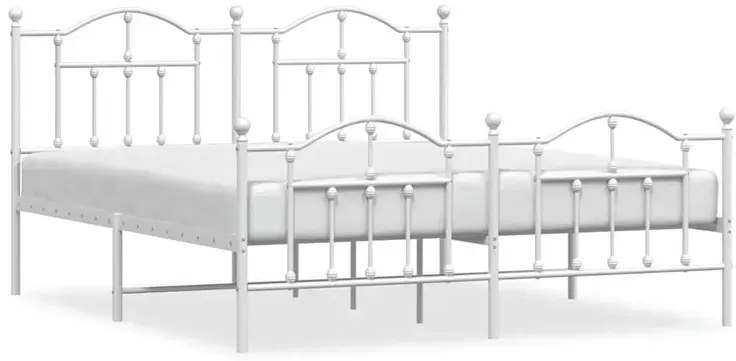 Białe metalowe łóżko małżeńskie 160x200 cm - Azos