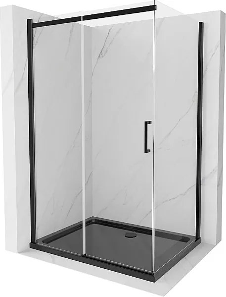 Mexen Omega kabina prysznicowa rozsuwana 120 x 80 cm, transparent, czarna + brodzik Flat, czarny - 825-120-080-70-00-4070B