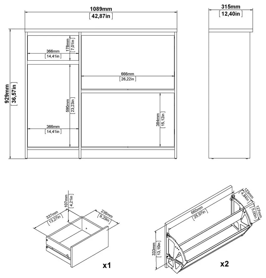 Uchylna szafka na buty w dekorze dębu w naturalnym kolorze 109x93x32 cm Naia – Tvilum