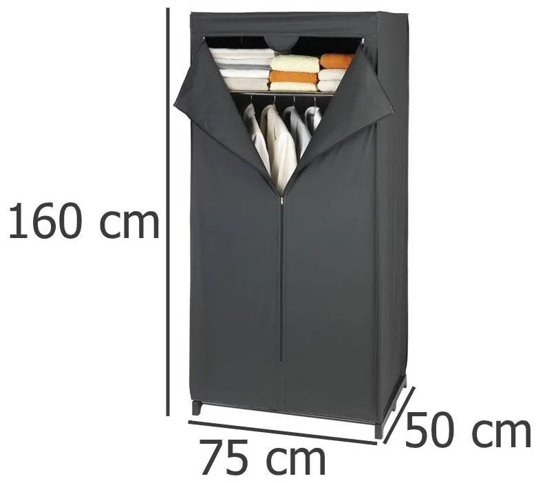 Szafa tekstylna DEEP BLACK, składana garderoba, 160x75x50cm, WENKO
