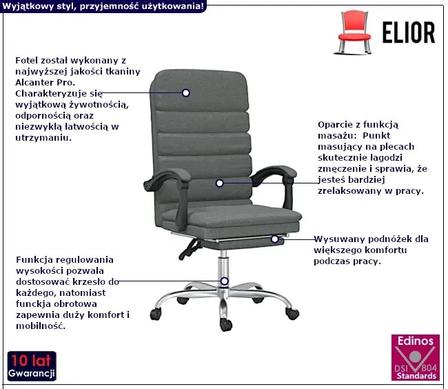 Ciemnoszary rozkładany fotel masujący z podnóżkiem - Olion 3X