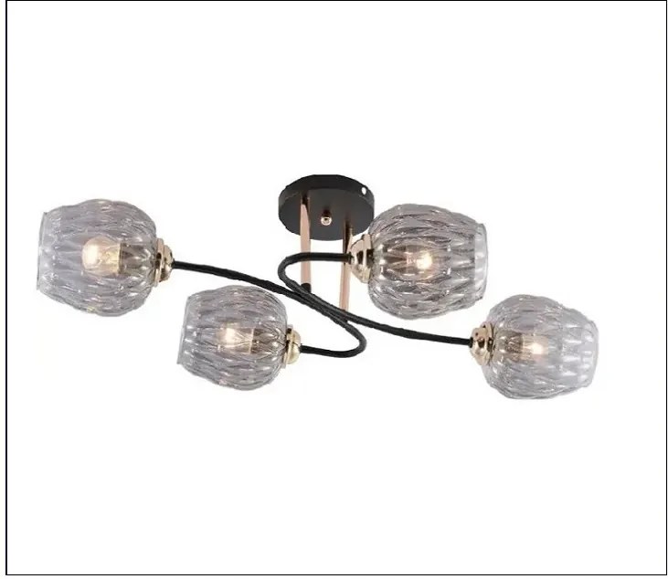 Nowoczesny żyrandol z czterema kloszami o niebieskiej poświacie B7-D00