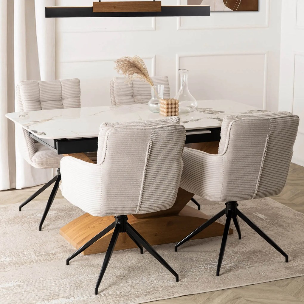 Krzesło Tapicerowane Obrotowe do Salonu AKITA Szare Sztruksowe Nowoczesne