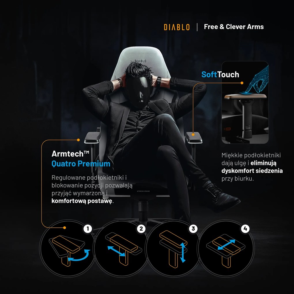 Fotel gamingowy Diablo X.Eye Prime, Normal Size, Nightwolf Moon