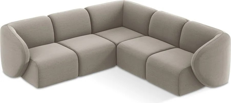 Jasnobrązowy aksamitny narożnik Lani – Makamii