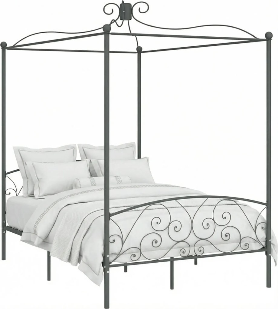 Szare łóżko małżeńskie z baldachimem 180x200 cm Z7-M76