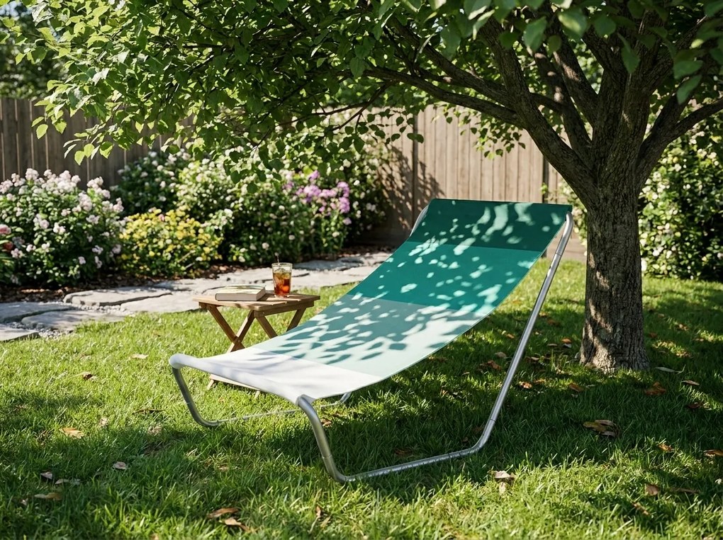 Składany leżak plażowy SAND, zielone paski