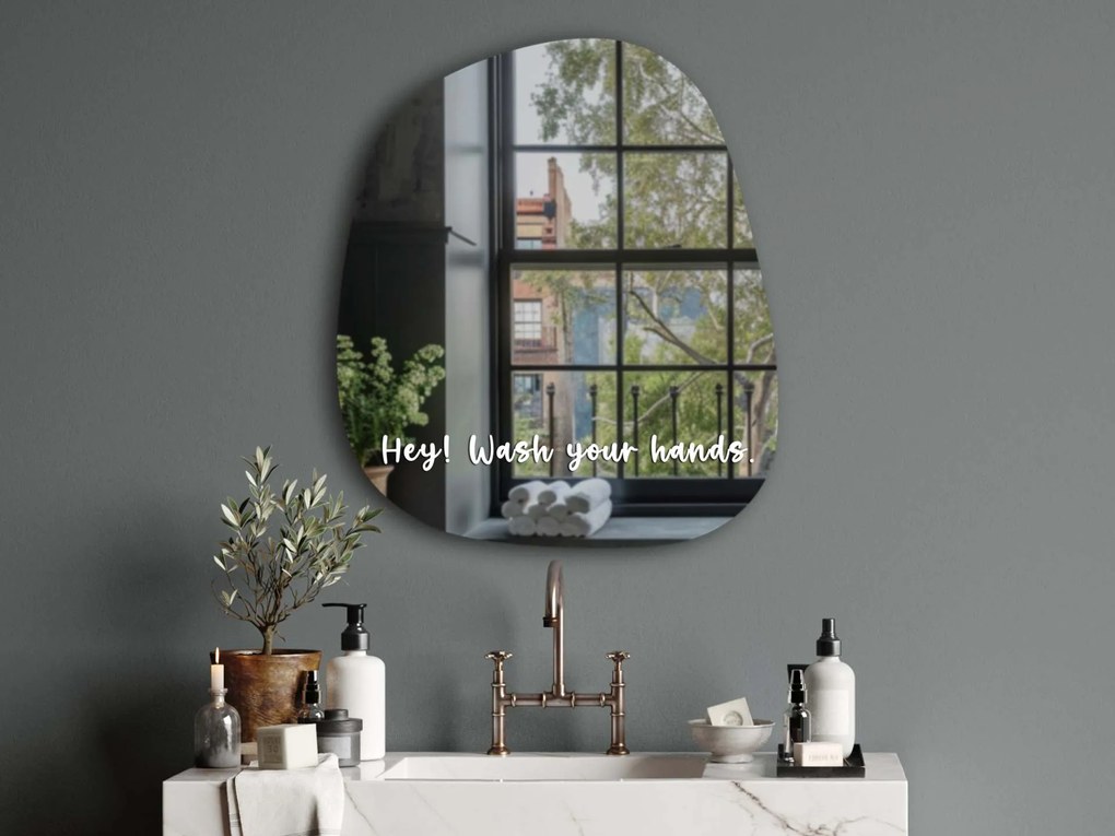 Naklejka na lustro S32 – Hey! Wash your hands.