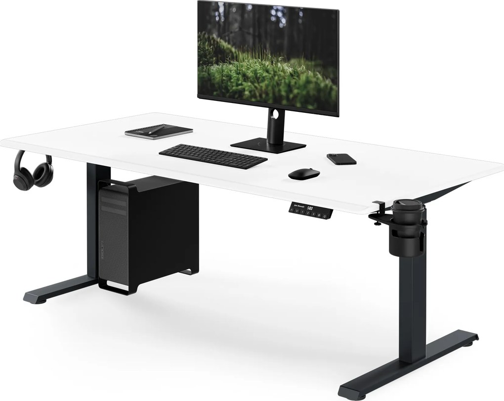 Biurko elektryczne z regulacją wysokości ergonomiczne antracytowo-białe, 1600x800 mm: ARIA