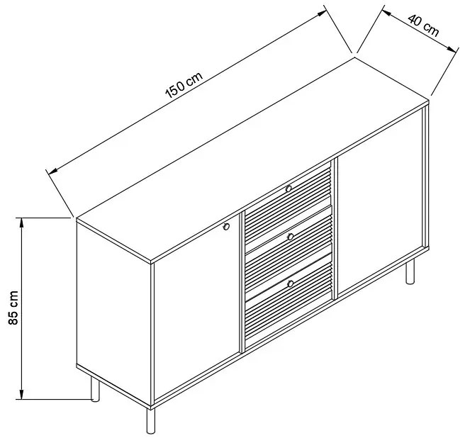Duża komoda z szufladami i szafkami 150 cm kaszmir + dąb artisan D9-G49