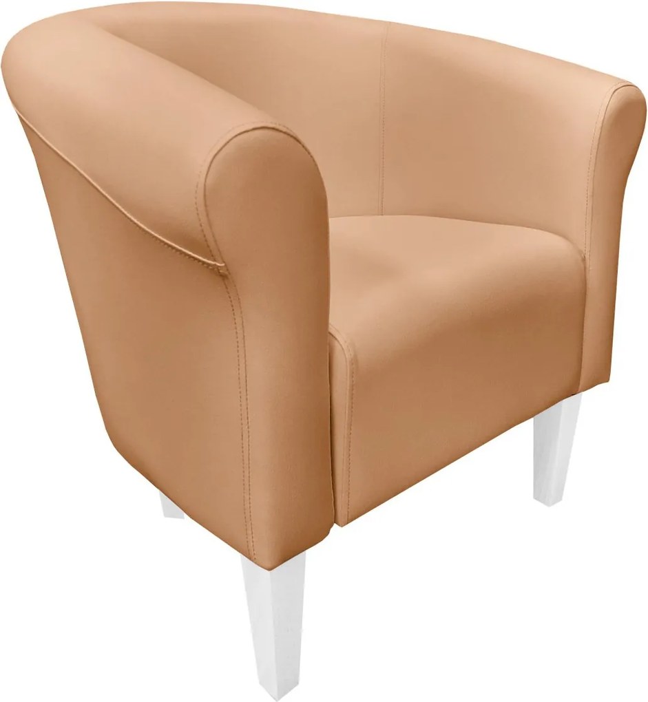 Fotel Milo tkanina Eko-skóra elegancki fotel do salonu i gabinetu : Kolor nogi - Biała, Kolor tkaniny - EKO-SKÓRA - 14D, Wysokość nogi - 20 cm