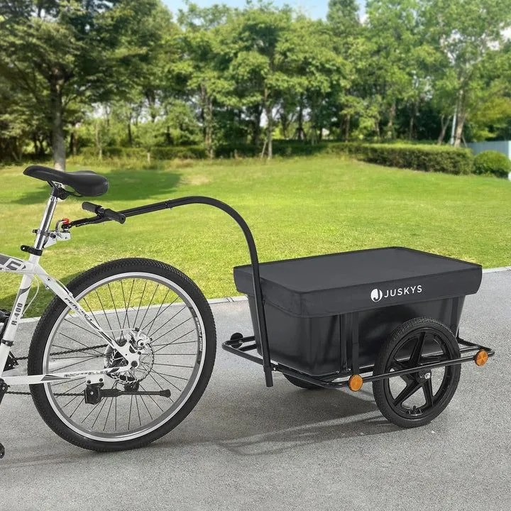 Wózek transportowy rowerowy 90 l, stalowy, plandeka, 80 kg