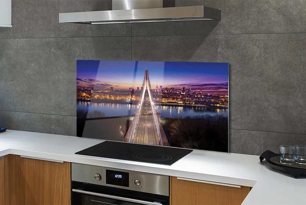 Szkło do Kuchni na Ścianę Panorama Wisły z Mostem