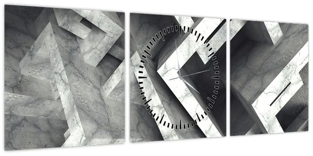 Abstrakcyjny obraz kostek (z zegarem) (90x30 cm)