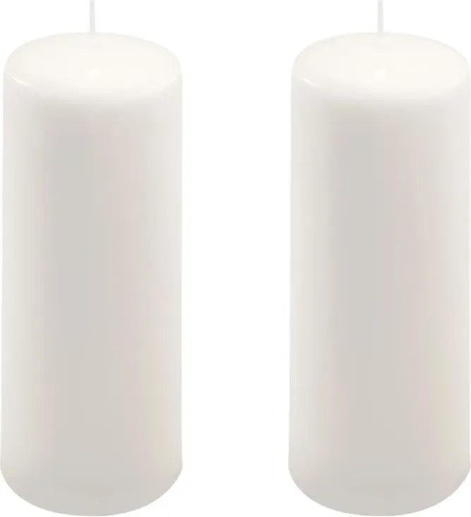 Zestaw świec słupkowych, 20 cm, Ø 7,5 cm, biały, 2 szt.