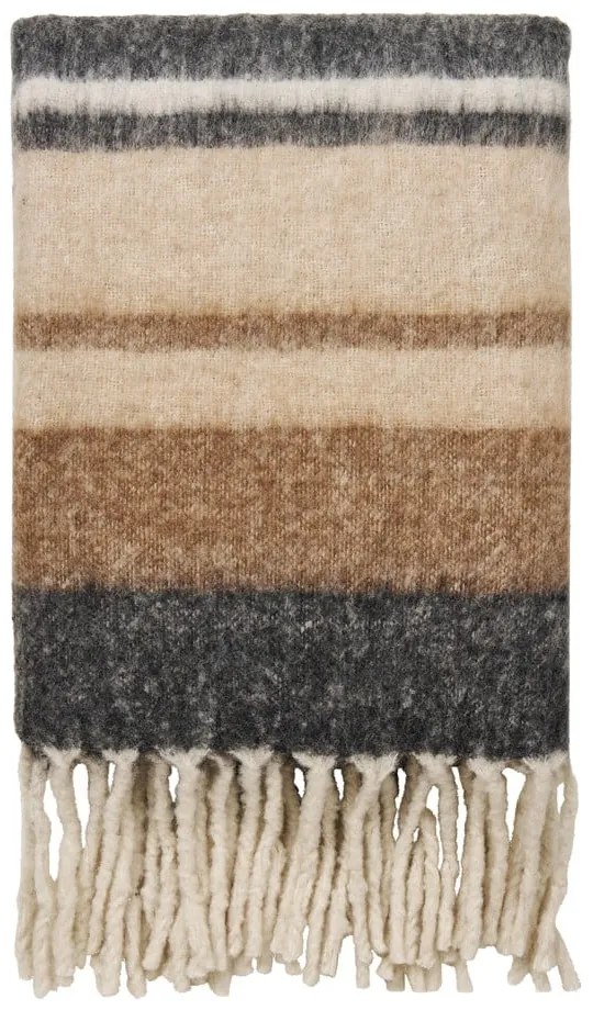 Brązowy koc z mieszanki wełny 130x170 cm Carmel – House Nordic