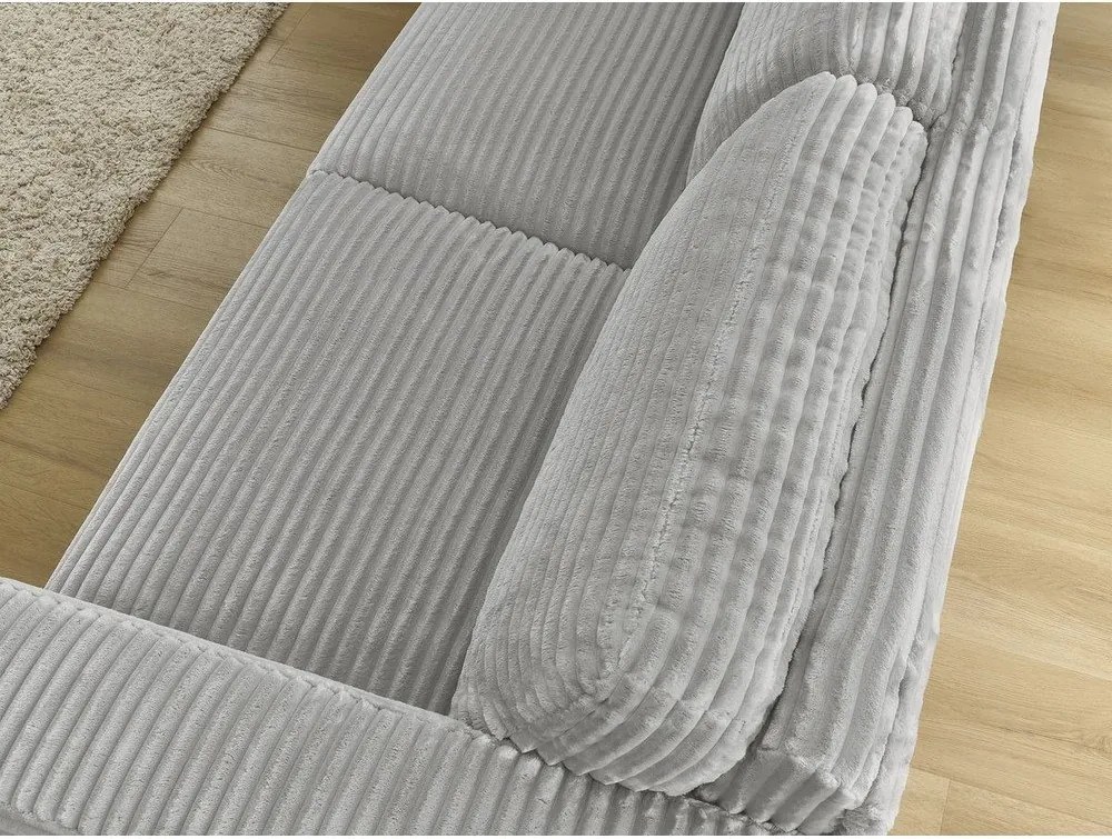 Jasnoszara sztruksowa rozkładana sofa do spania 220 cm Hugo – Bobochic Paris