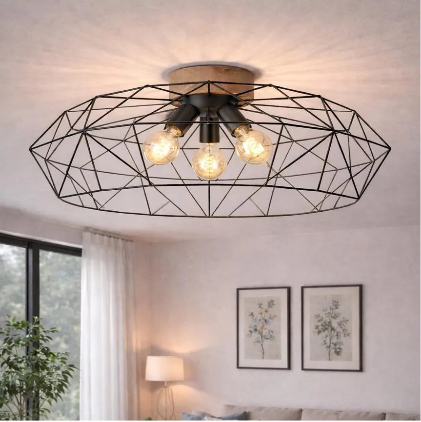 Brilagi - Lampa sufitowa WOODY BASKET 3xE27/60W/230V śr. 80 cm dąb
