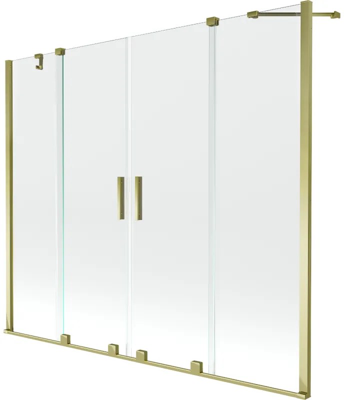 Mexen Velar Duo parawan nawannowy 2-skrzydłowy rozsuwany 170 x 150 cm, transparent, złoty - 896-170-000-02-50