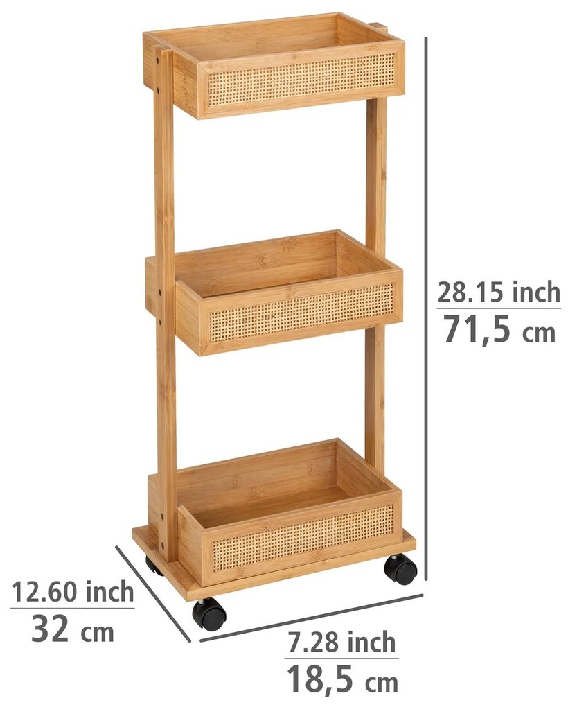 Regał łazienkowy ALLEGRE BAMBOO, mobilny, 3 półki, WENKO