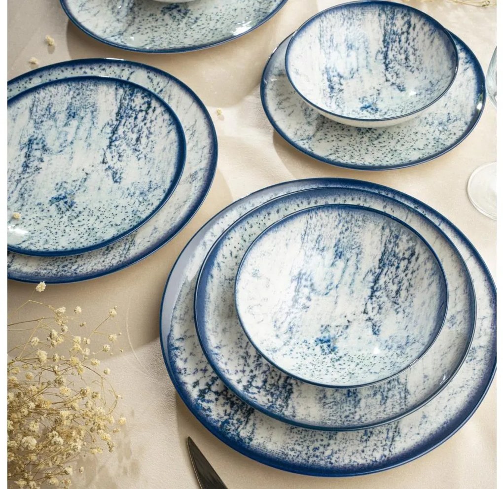 Zestaw obiadowy 24 szt. niebieski/porcelana