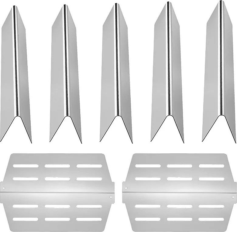 Pręty Osłon Palników i Rozpraszacz SucceBuy Ciepła do Grilla 7PCs, Odprowadzacz Tłuszczu do Palnika 44,6 cm, do Grillów Weber Genesis Seria 300