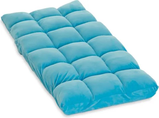 Fotel podłogowy Relax Lounger niebieski, składany, welur