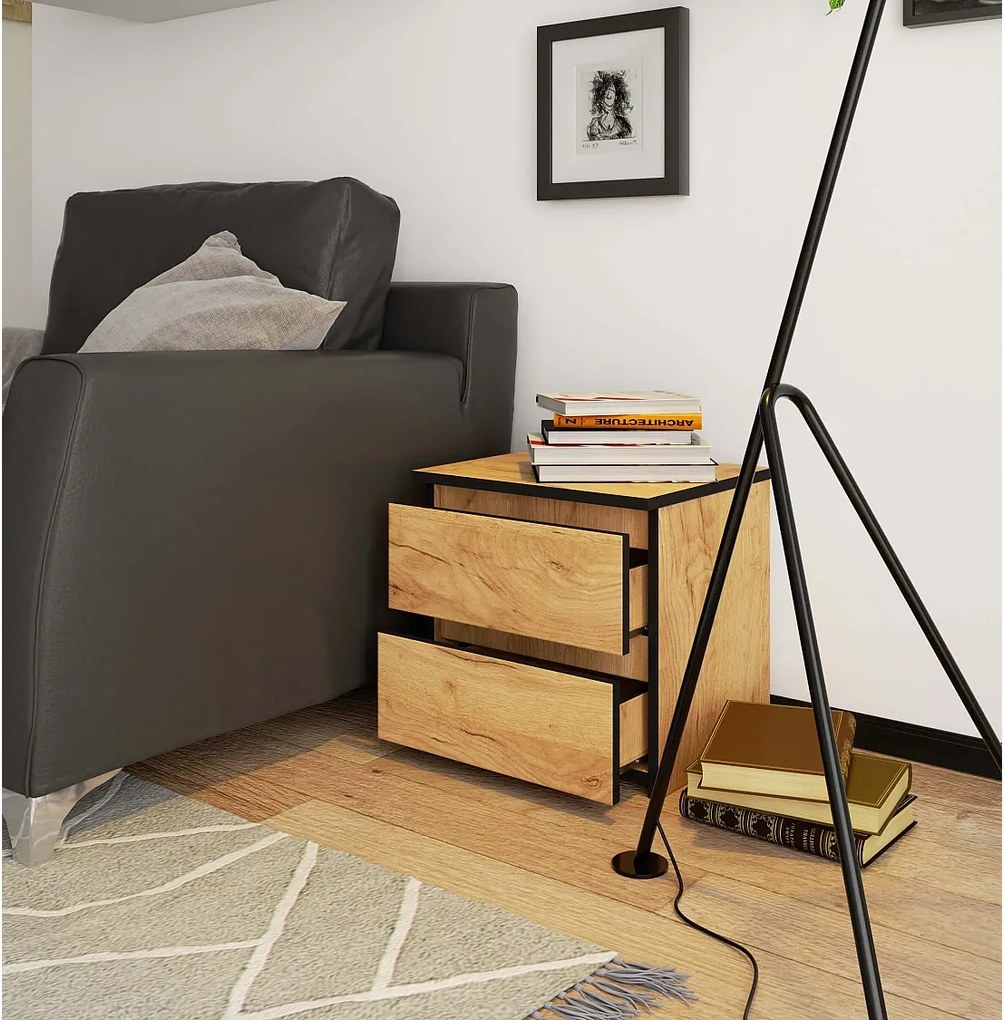 Szafka nocna AKORD CL2 Dąb Craft 40 cm 2 szuflady kolor Dąb Craft mat 40x35x40 cm