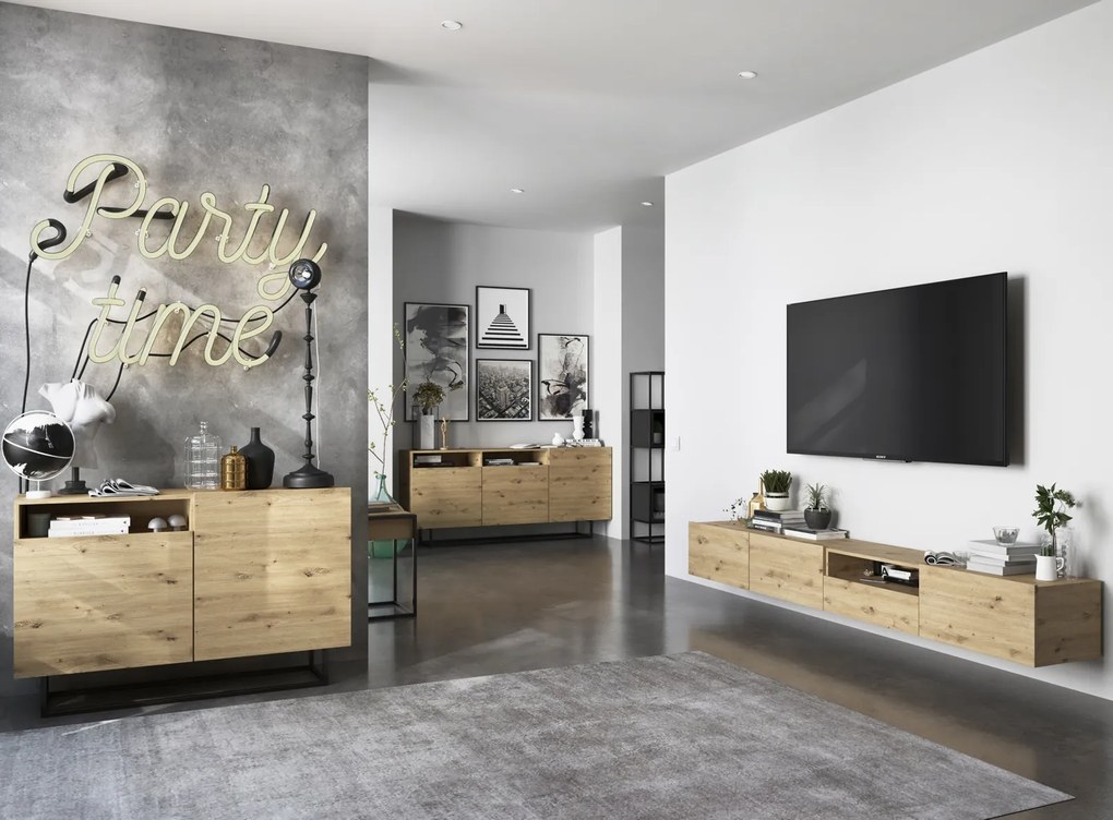 Dwudrzwiowa szafka RTV wisząca Enjoy dąb artisan