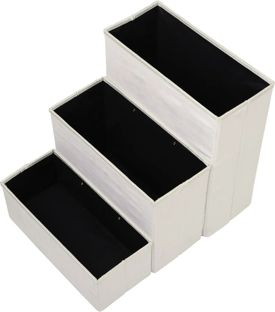 PawHut Schody dla Zwierząt Schodki Składane z Schowkiem MDF Biały 40x54x48 cm | Aosom PL