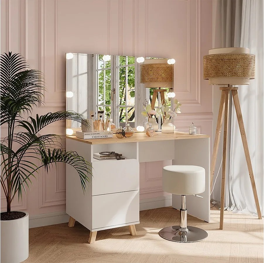 Stół do toalety biały/artystyczny 110x55x75 karen