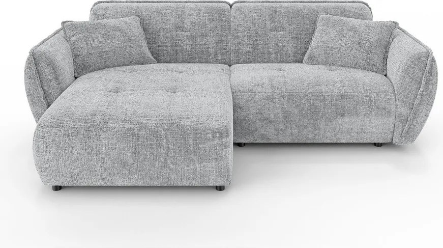 Jasnoszary narożnik z tkaniny szenilowej (lewostronny/z szezlongiem) Nelia – Ropez